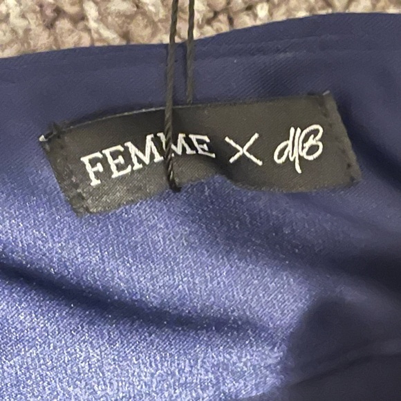 Femme LA | Navy Blue Satin High Waisted Flare Pants - Picture 5 of 12